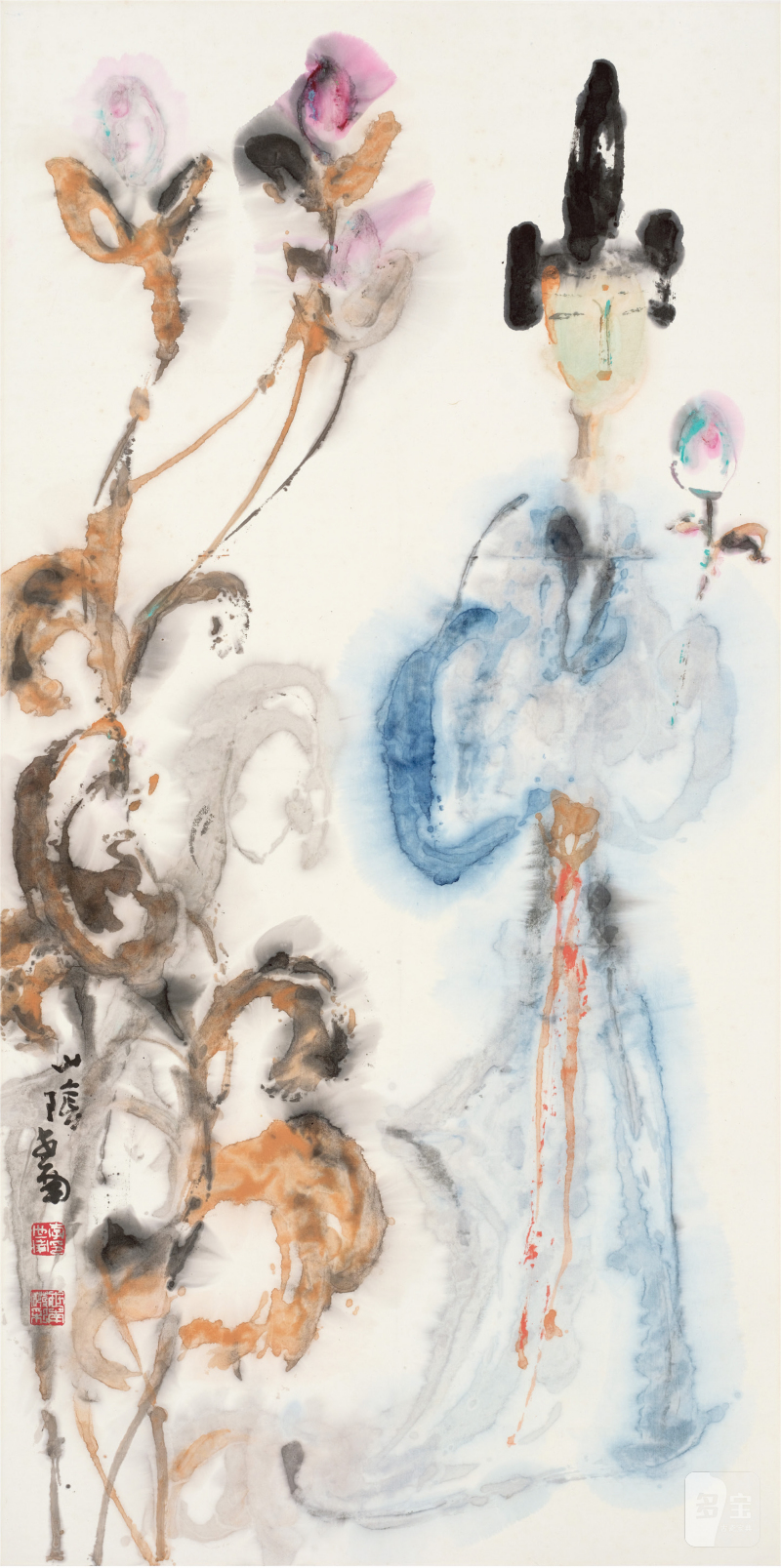 李世南（1940～ ）仕女荷花 - 图1